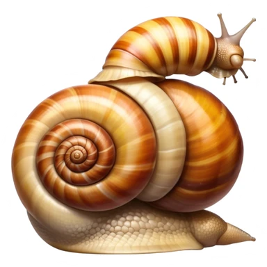 Close-up of large home snails through a terrarium glass, showcasing their soft, spiral shells and glistening bodies, with a gentle light highlighting their details. Transparent background. sticker