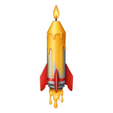THe candle emoji on a 45* rocket sticker