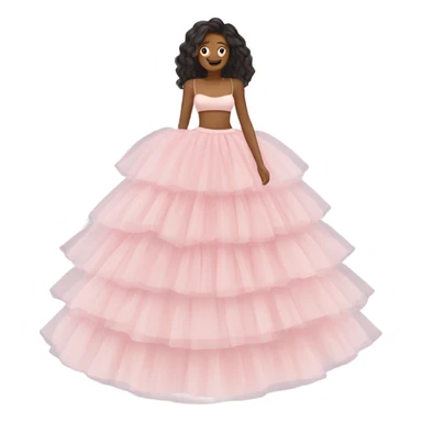 Long soft pink tiered tulle skirt, isolated sticker