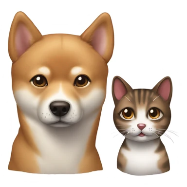 Shiba and smaller dark brown tabby cat sticker