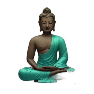Buddha wishes you merry Christmas with presents in front of Christmas decorations sticker