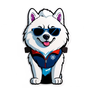 White husky wearing aviators sticker