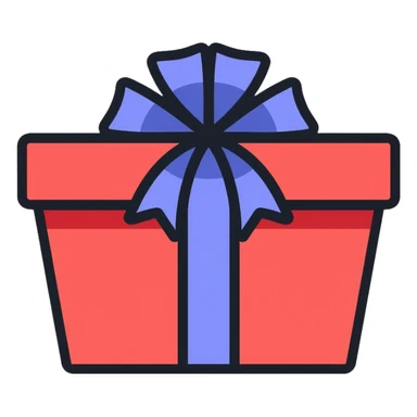 wrapped gift box with ribbon and bow sticker