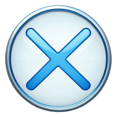 Blue X sign with round border sticker