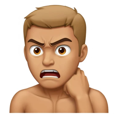 Man angry while holding his neck  sticker