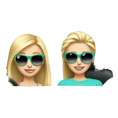 two girls with blonde hair and sunglasses driving a turquoise renault cabrio  sticker