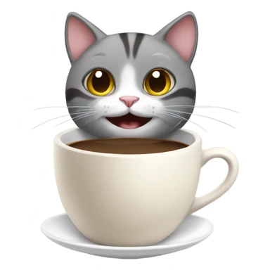 cat enjoying a coffee sticker