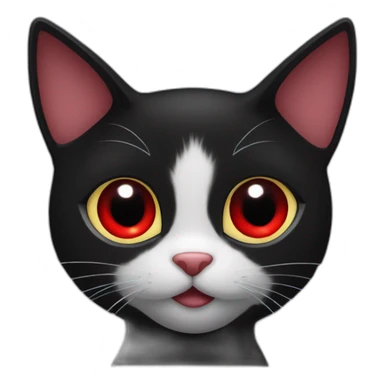 Create a black cat she has eyes red eyes that a in a shape of an Heart  sticker