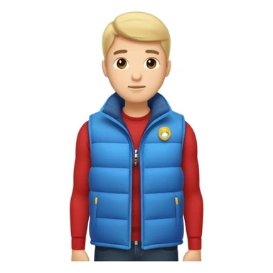 man with puffer vest sticker