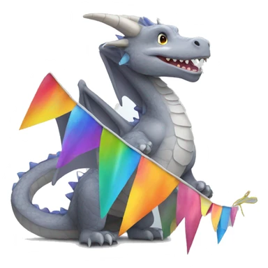 Gray Dragon covered in colorful bunting sticker