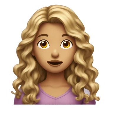 Girl with long wavy hair with her hand over her mouth realistic  sticker