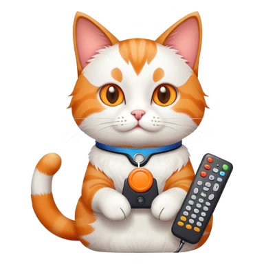 A Cat holding a tv remote sticker