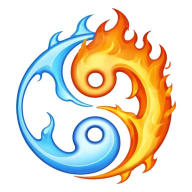 The fire and water emojis are in the form of the yin-yan symbol in front of a completely black background. let the background be black sticker