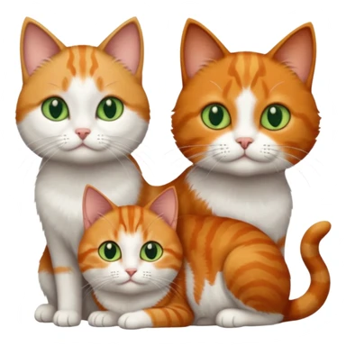 3 tiny different coloured short haired cats including a dark grey and white cat with green eyes,and  a ginger and white with orange eyes and a brown tabby and white with hazel eyes sticker