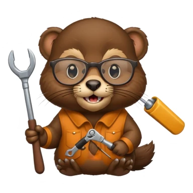 spectacled beaver with tools sticker
