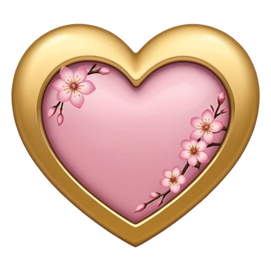 sakura heart with a gold metallic finish sticker