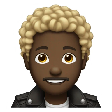 smiling darkskin boy hair in leather jacket with blonde curly hair and goatee beard and septum piercing and ear piercings  sticker
