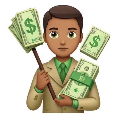 trader making a risky bet with dollar signs, color #0BD794 sticker