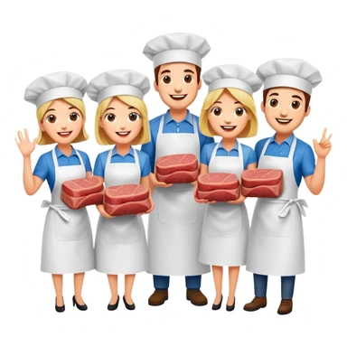 spam artists welcoming guests at a spam meat exhibition  sticker