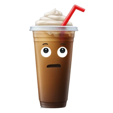 Iced coffee in a plastic cup with a straw  sticker