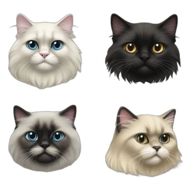 1 himalayan cat with one grey and black cat sticker