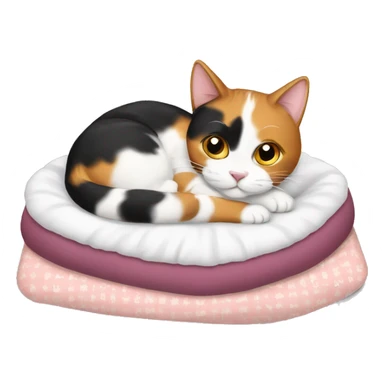 calico cat in a bed sticker