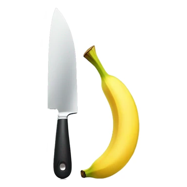 a banana being cut by a knife sticker