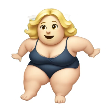 A very fat blonde girl at the pool which a fat dog sticker