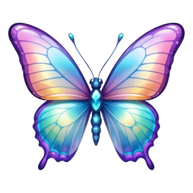 Transparent Shiny Glossy Pastel Gradient Hue Iridescent Crystal Butterfly sticker