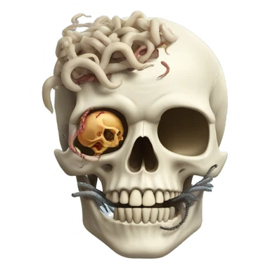 Skull with worms on top sticker