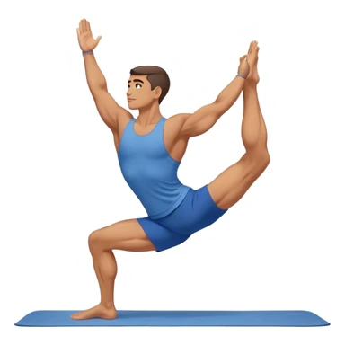 buff man with blue short Crescent Lunge yoga sticker