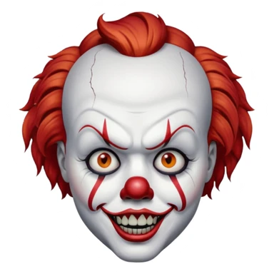 create a scary pennywise clown with cracks in his face sticker