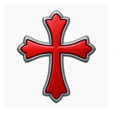 Add a silver outline with subtle shadow to the chrome hearts cross in red, keeping the apple emoji style with its characteristic look and feel. sticker