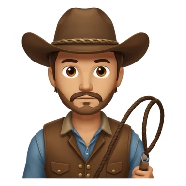 A rugged cowboy with stubble, brown vest, and serious eyes as he holds his lasso.
 sticker