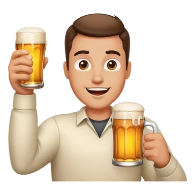 bold man with beer cheering sticker