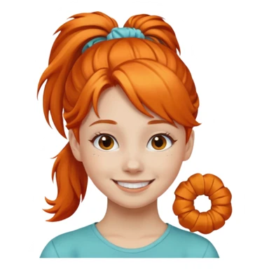 Teen girl with scrunchie ponytail orange hair sticker