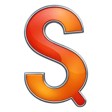 red-and-orange colored question mark with the chrome effect sticker