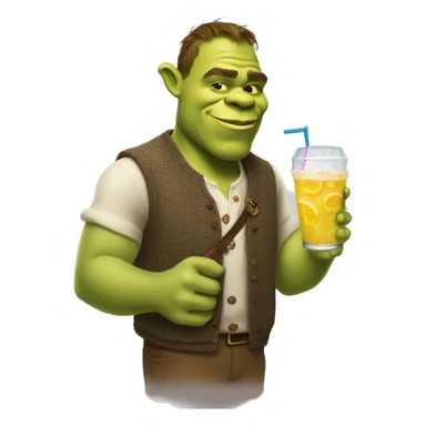 super preppy shrek whit a drink sticker