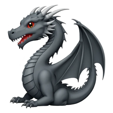 iOS emoji, minimal dragon symbol, dark fantasy, line icon sticker