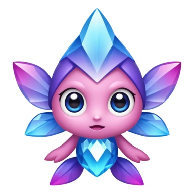 kawaii chibi style crystal sprite creature that is purple, blue, and pink  sticker