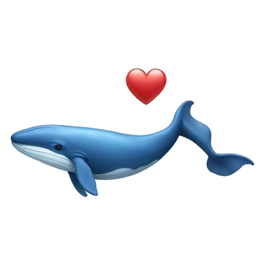 blue realistic whale with a heart on its tail sticker