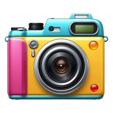 Transform this into a stylized 3D emoji-style icon of a retro [Fujifilm FinePix F30] sticker