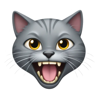 Grey cat with fangs sticker