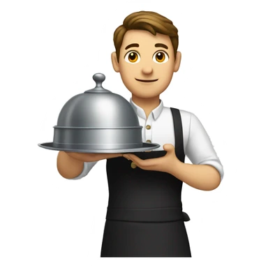 waiter holding cloche  sticker