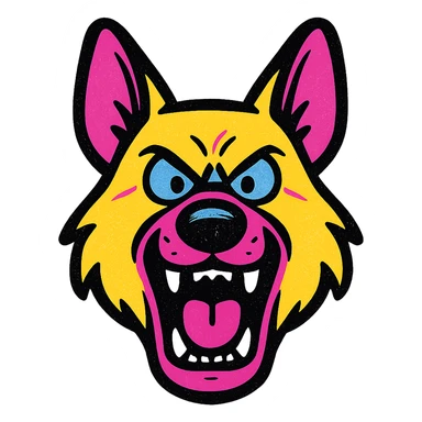 Angry German shepherd head with open mouth sticker