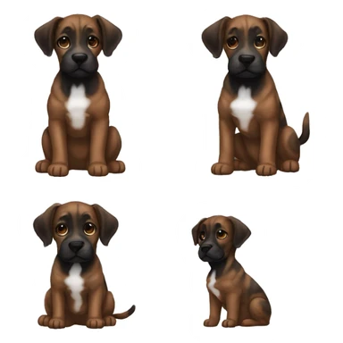 Brown brindle Puppy black muzzle black face brindled puppy sitting  sticker