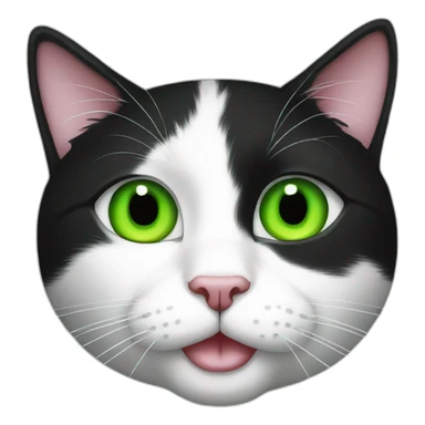 black and white cat green yeyes sticker