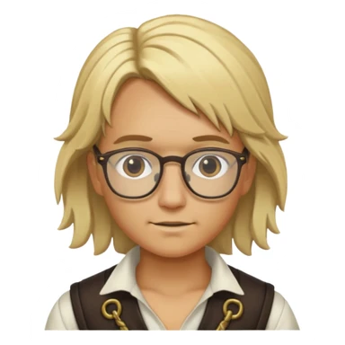 Create an avatar squared no background with a pirate with glasses and blonde hair sticker