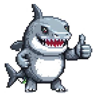 shark giving a thumbs up sticker
