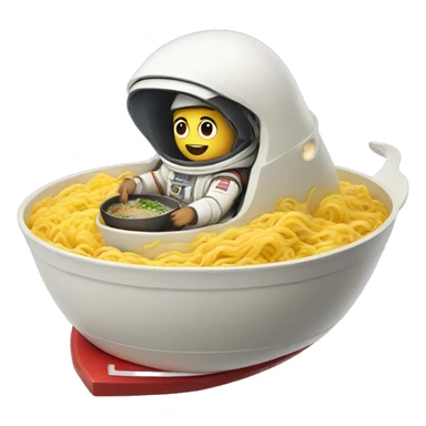 Ramen noodles riding spaceship  sticker